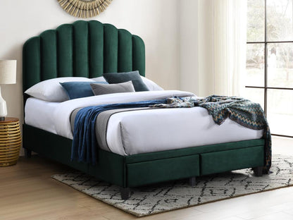 140x190 cm bed with drawers - Velvet - Fir green - Laviecasa DZNL85794