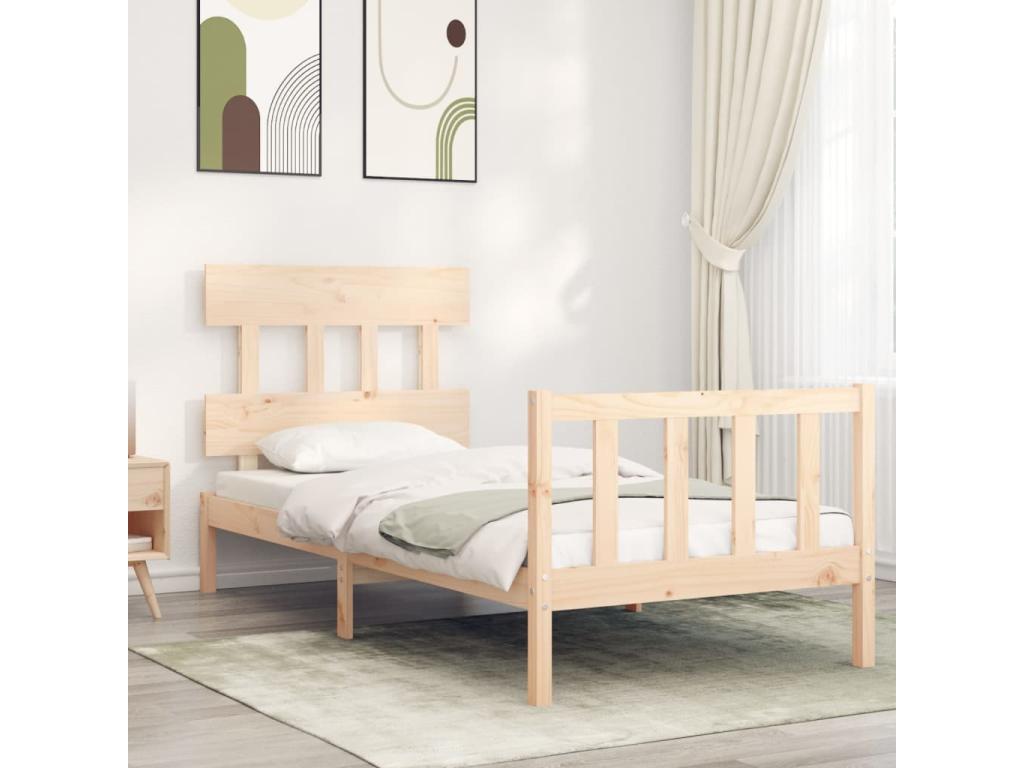 Bed frame without mattress 90x200 cm solid pine wood XNPZ88208