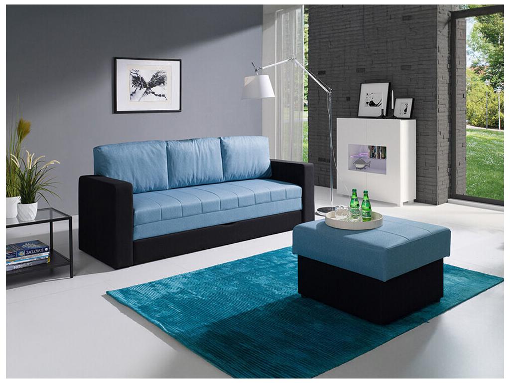 Meublori 118 Blue Pouf 48x70x70cm Upholstery Plastic Legs Storage Box
