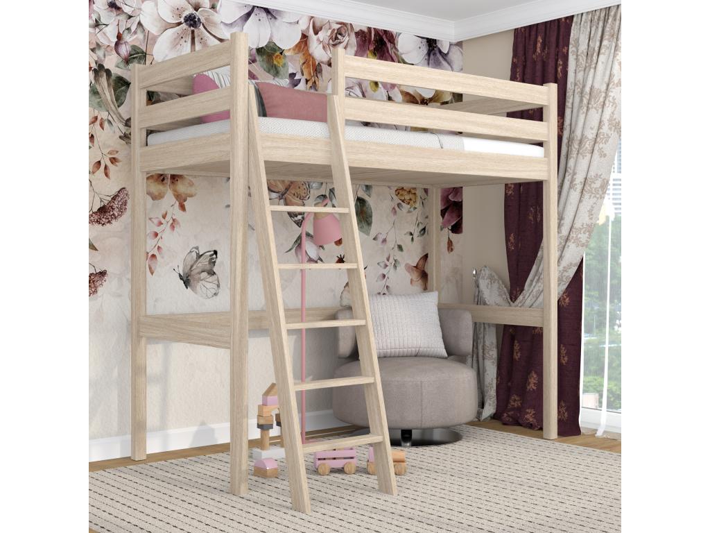 Oak loft bed N03 Whitewashed Oak 90x190