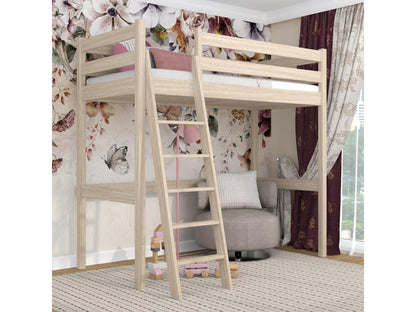 Oak loft bed N03 Whitewashed Oak 90x190