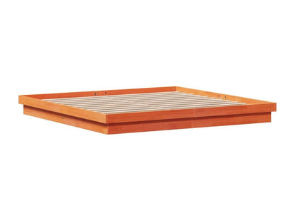 Brown LED bed frame 180x200 solid pine wood