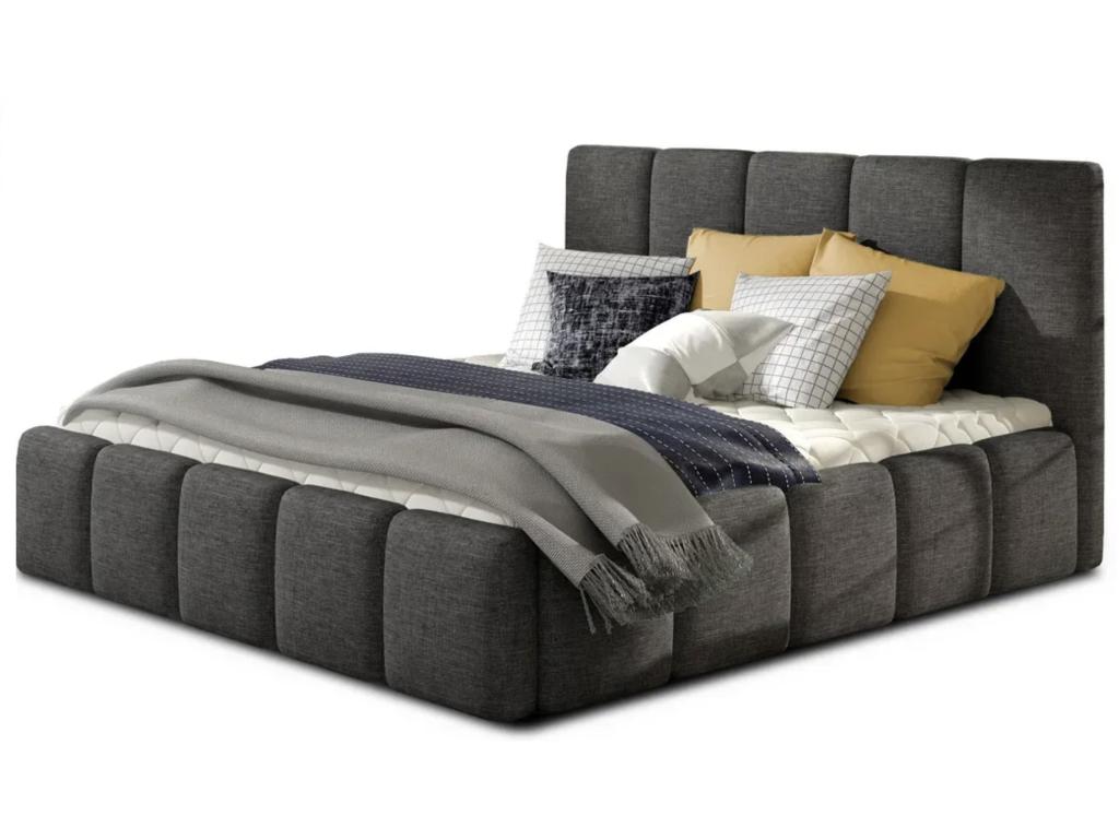 Modern upholstered bed in Laviecasa fabric - Mottled black - 160x200 - Storage version HTBM68492