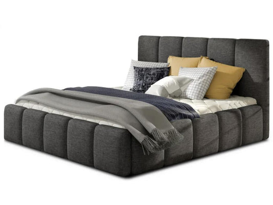 Modern upholstered bed in Laviecasa fabric - Mottled black - 160x200 - Storage version HTBM68492