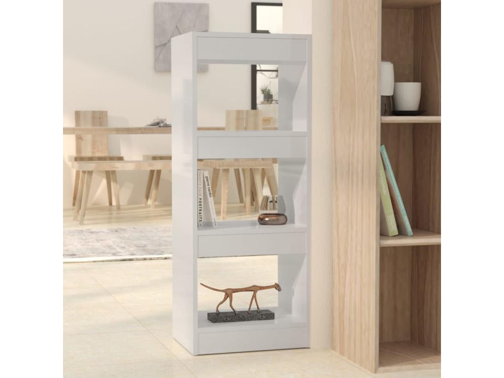 Glossy white engineered wood bookcase/room divider