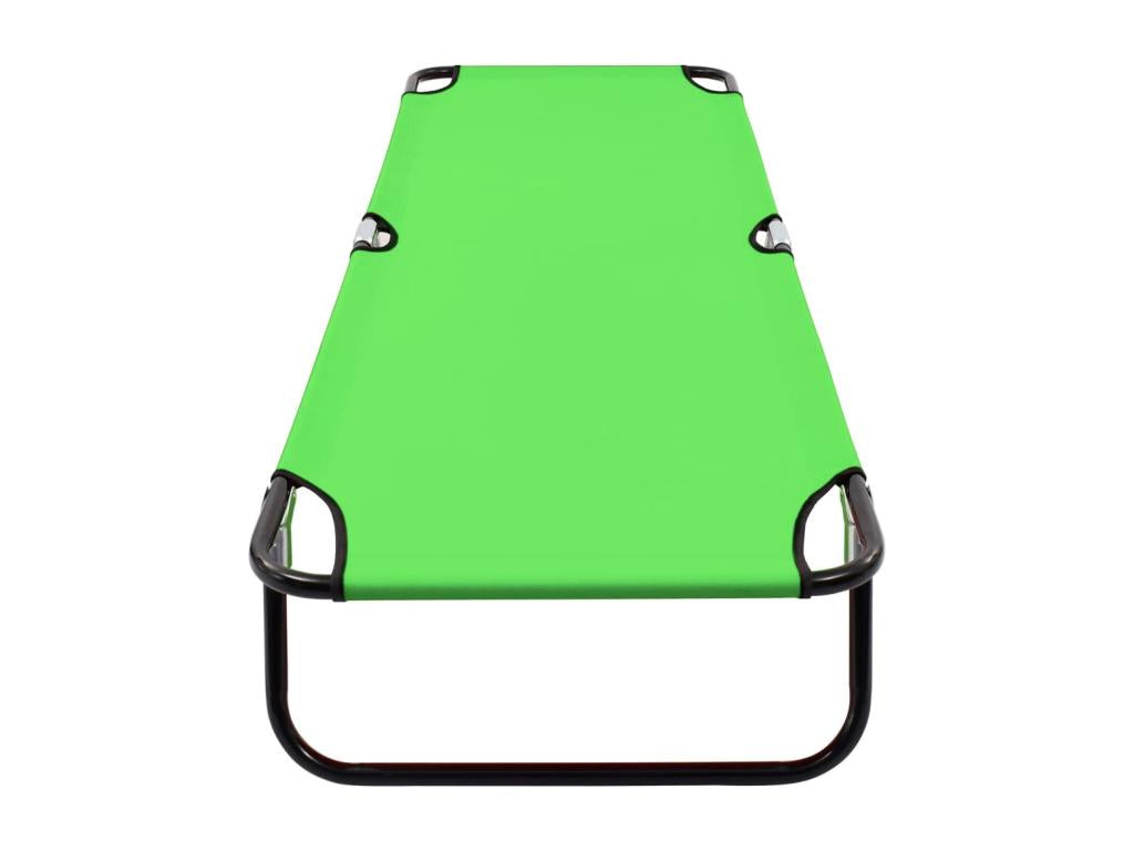 Folding steel chaise longue, green, MGJF95642