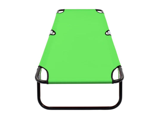 Folding steel chaise longue, green, MGJF95642
