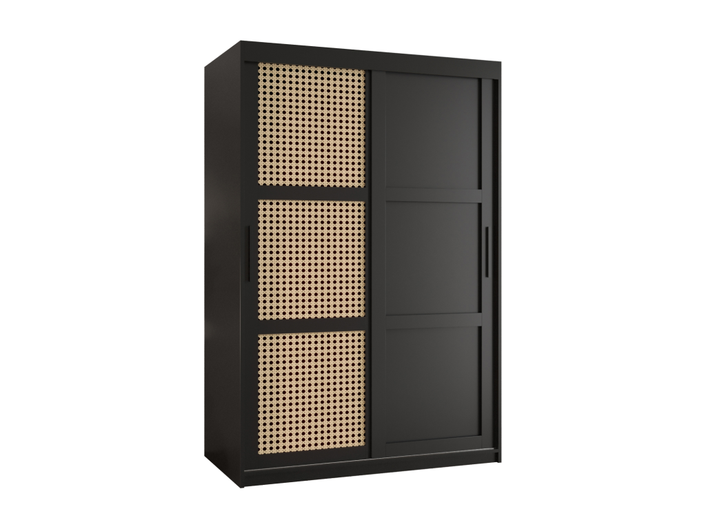 Meublori 3 Sliding Door Wardrobe 200/120/62 2 Doors Black