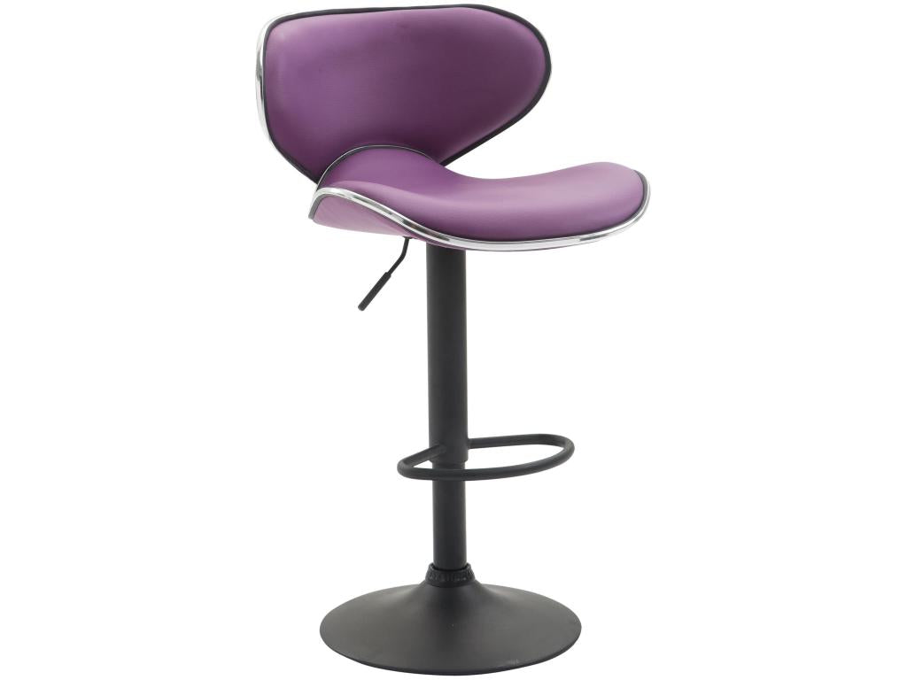 Set of 2 Bar Stools - Faux Leather / Black - Purple - Laviecasa v2 ZAAE27314