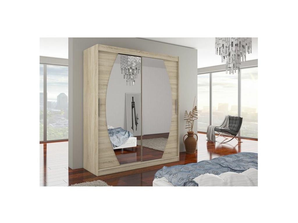 Laviecasa 180cm FXJE75915 2-Door Sliding Wardrobe in Light Wood with Mirror