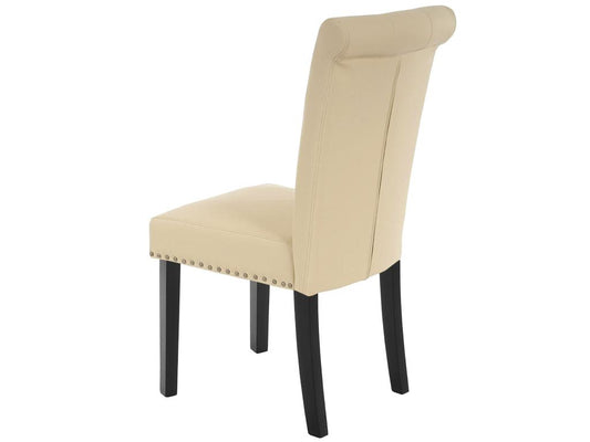 2x Meublori II dining chair, armchair with rivets, cream faux leather, dark legs