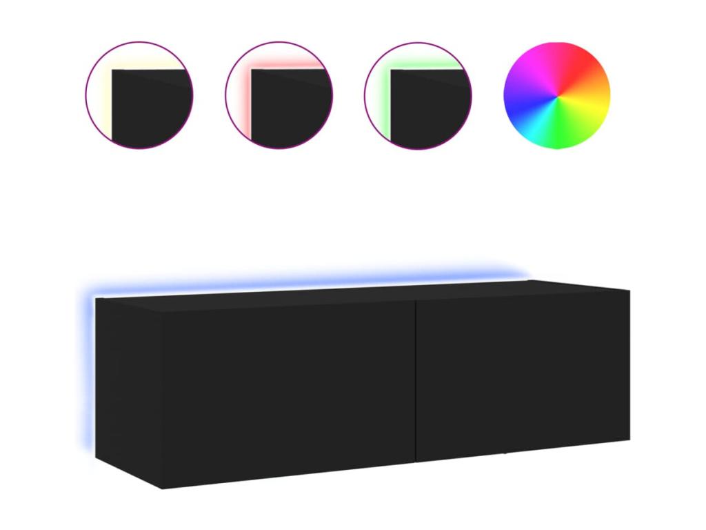 Wall-mounted TV unit with Laviecasaères LED lighting, black, 100x35x31 cm, RPMB73297