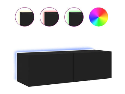 Wall-mounted TV unit with Laviecasaères LED lighting, black, 100x35x31 cm, RPMB73297
