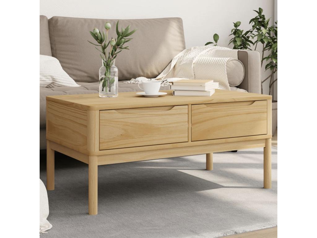 FLORO coffee table, brown wax finish, 99x55.5x45 cm, solid pine wood