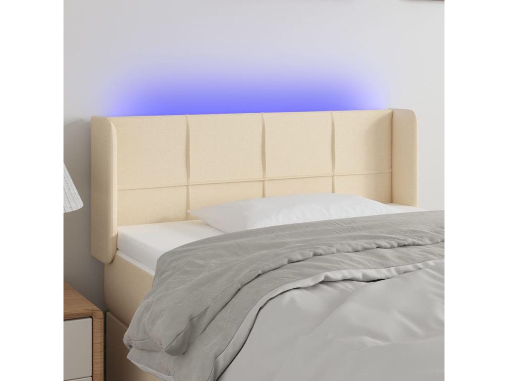 Cream LED Headboard 103x16x78/88 cm Fabric