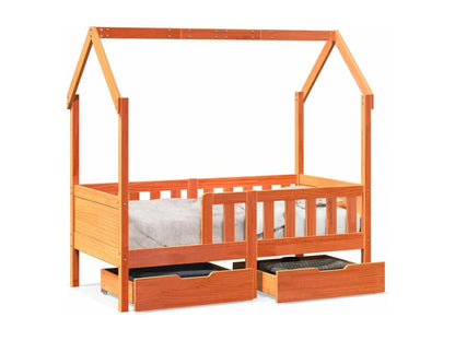 Children's bed frame with drawers, 70x140 cm, solid pine wood