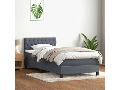 Meublori bed base and dark grey 90x220 cm velvet mattress