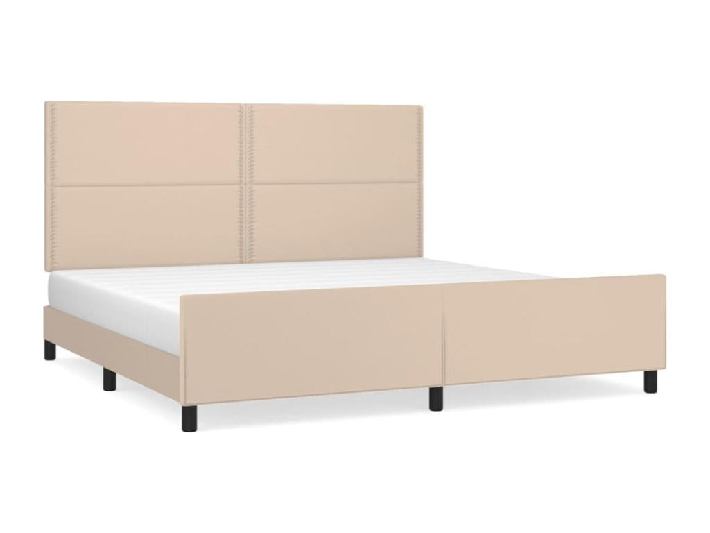 Cappuccino bed frame with headboard, 200x200 cm, faux leather