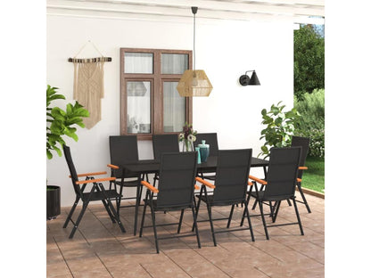 9-piece garden dining set, black and brown