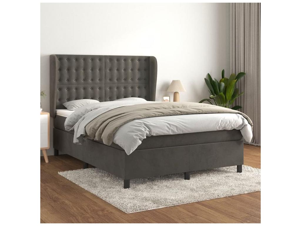 Laviecasa bed base and mattress, Dark Grey 140x190 Velvet AWND86513