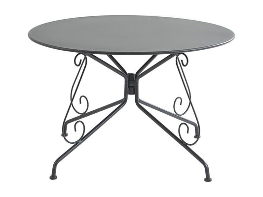 Garden table, 120 cm diameter, in wrought iron style metal - Anthracite - Laviecasa BPMI65903