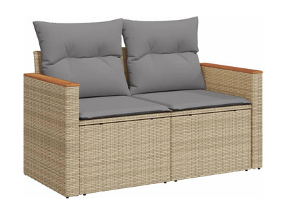 10-piece garden furniture set and cushions, méLaviecasa beige woven resin FRZD96465