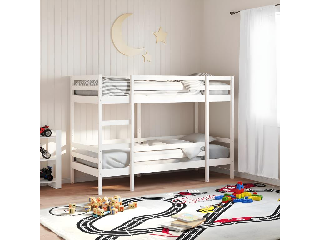 White Bunk Bed 90x190 cm Solid Pine Wood TDRB92853