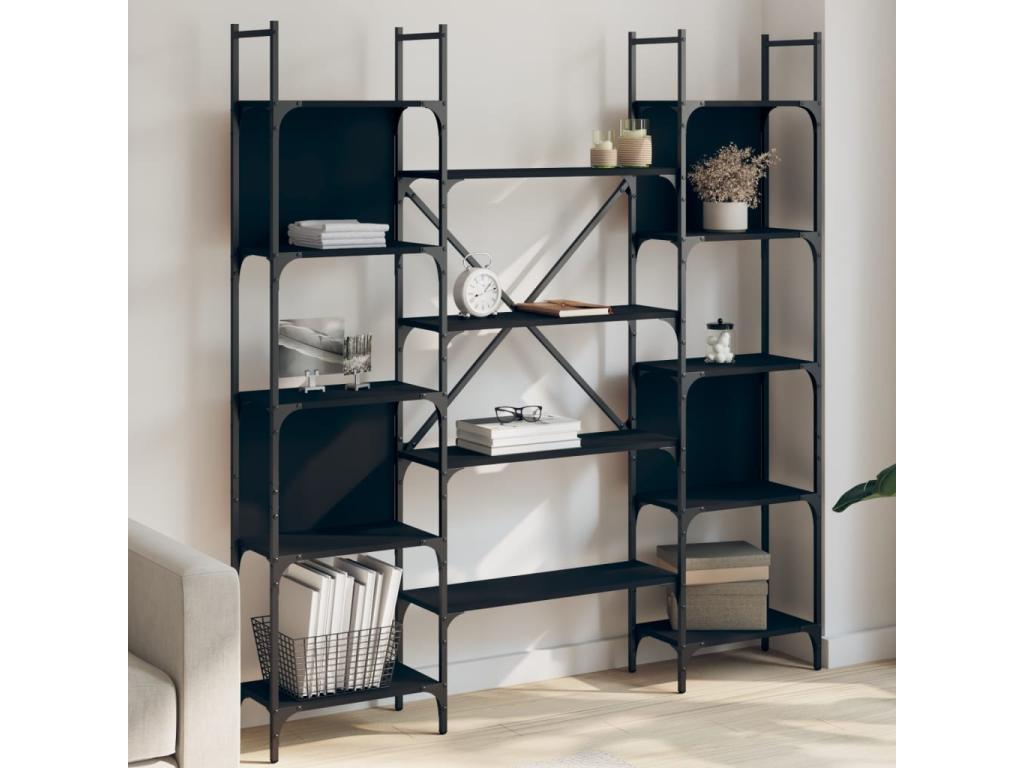 Black bookcase, 155.5x24x166.5 cm, engineered wood