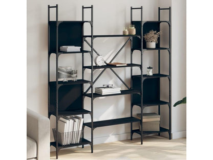 Black bookcase, 155.5x24x166.5 cm, engineered wood