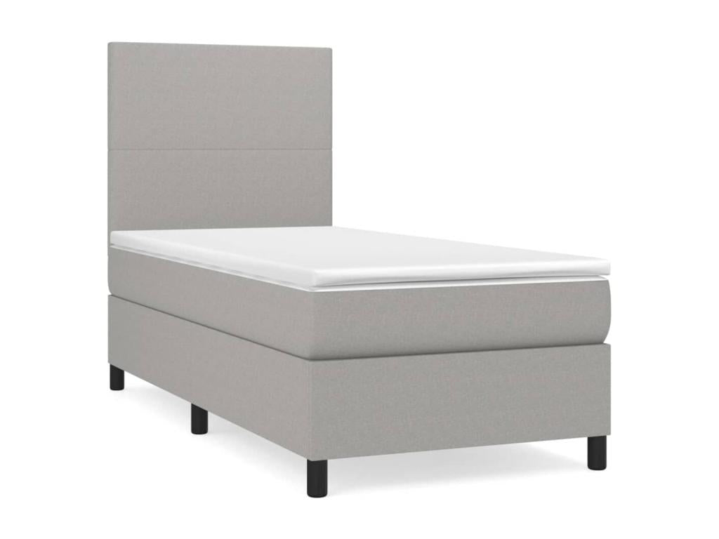 Upholstered bed base with mattress, light grey, 90x200 cm, fabric MARX66670