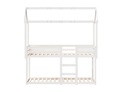 Bunk bed with white roof, 75x190 cm, solid pine wood