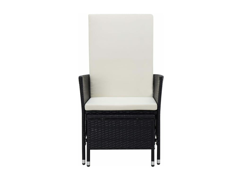 2-piece garden furniture set with cushions, black woven resin