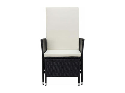 2-piece garden furniture set with cushions, black woven resin