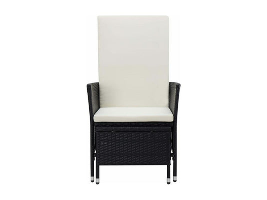 2-piece garden furniture set with cushions, black woven resin