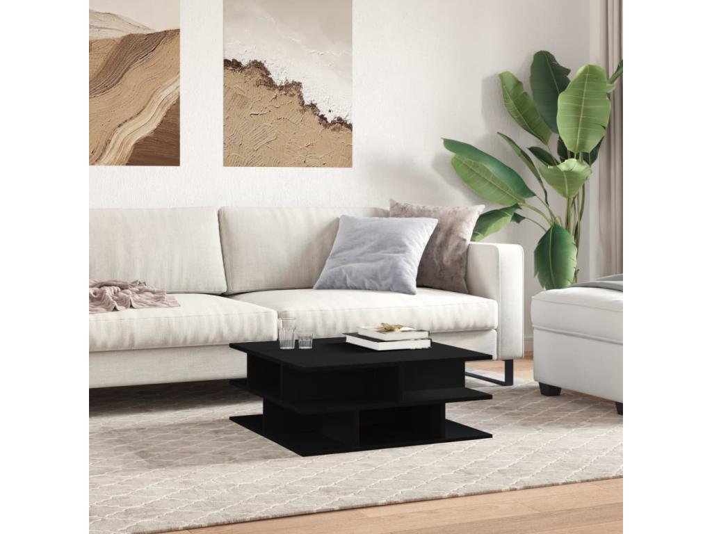 Black coffee table 70x70x29 engineered wood