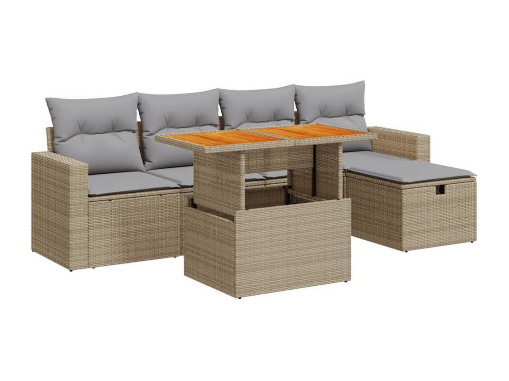 Laviecasa BXEP79294 6-piece garden furniture set with beige resin wicker cushions