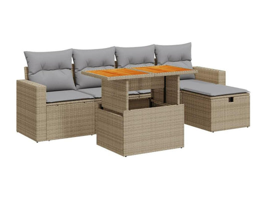 Laviecasa BXEP79294 6-piece garden furniture set with beige resin wicker cushions