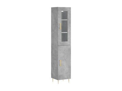 High sideboard, concrete grey, 34.5x34x180 cm, engineered wood