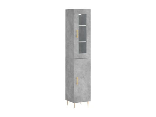 High sideboard, concrete grey, 34.5x34x180 cm, engineered wood