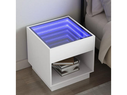 Bedside table with infinity LED, white, 50x50x50 cm, SEYX74161