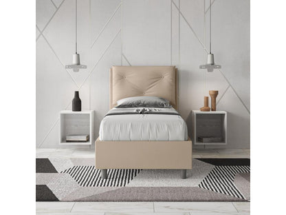 Laviecasa dove grey faux leather bed with padded slatted base 80x210 WJBA68506