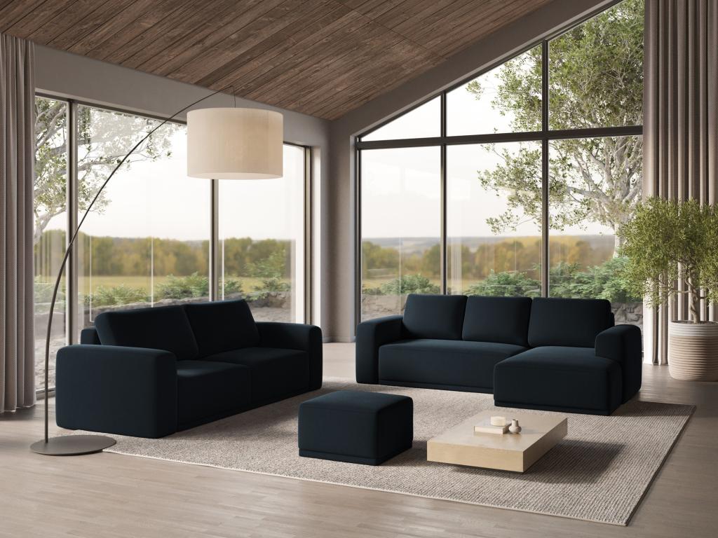 Convertible panoramic corner sofa in velvet - blue Meublori