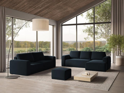 Convertible panoramic corner sofa in velvet - blue Meublori