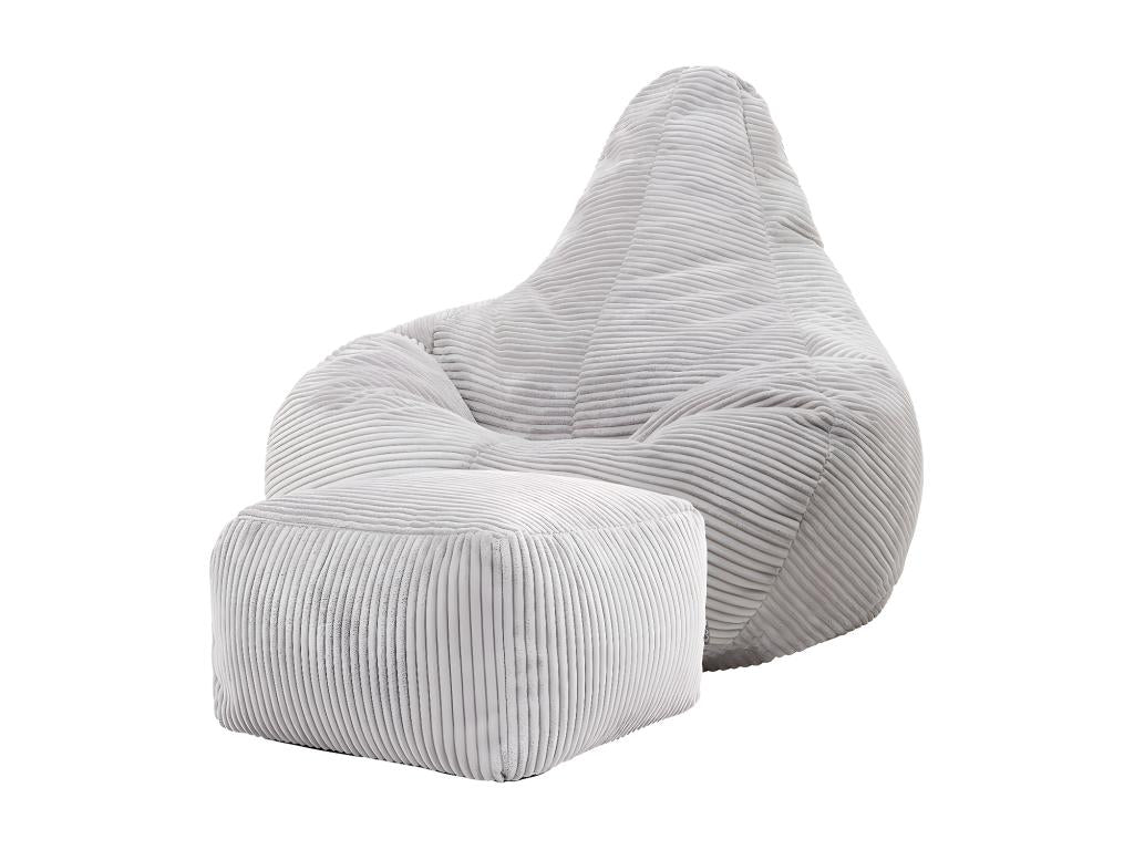 Reclining pouf and matching grey corduroy footrest - Meublori