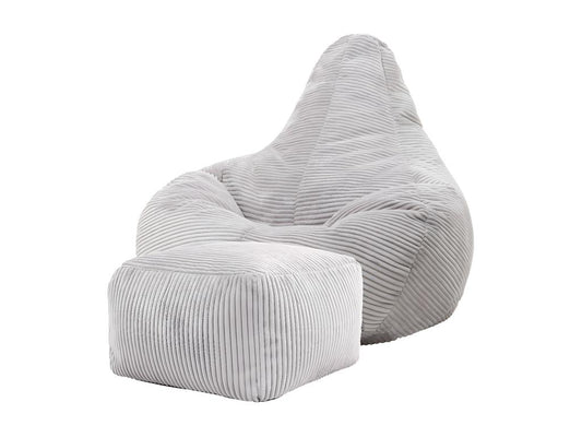 Reclining pouf and matching grey corduroy footrest - Meublori