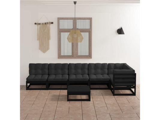 7-piece garden furniture set with cushions, solid pine wood, BDSL88044