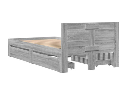 Bed frame with headboard without mattress, Meublori grey, 75x190cm