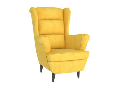 Mustard yellow velvet armchair