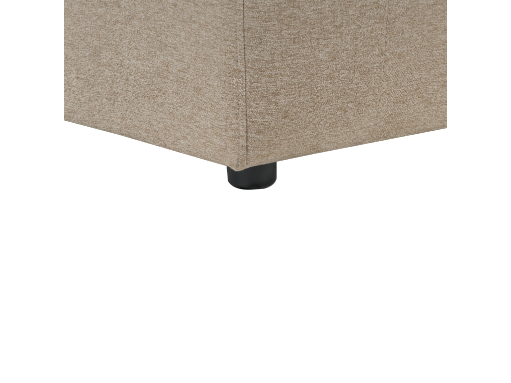 Left-hand corner sofa, 4-seater sofa in beige fabric and plywood, wide seating surface.