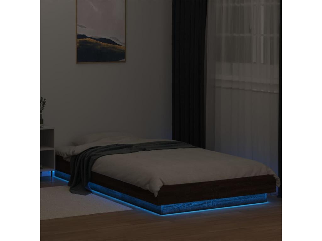 Bed frame with Laviecasaères LED lighting, brown oak, 75x190 cm, PSPG40911